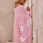 Pink Floral Print Knitted Open Front Loose Cardigan