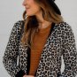 Black Leopard Patched Pocket Open Front Cardigan