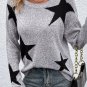 Gray Star Pattern Drop Shoulder Sweater