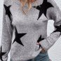 Gray Star Pattern Drop Shoulder Sweater