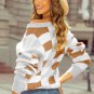 Khaki Checkered Ribbed Edge O Neck Drop Shoulder Sweater