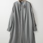 Medium Grey Aztec Accent Side Slit Open Front Long Cardigan