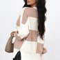 Khaki Checkered Side Slits Drop Shoulder Oversized Sweater