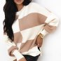 Khaki Checkered Side Slits Drop Shoulder Oversized Sweater