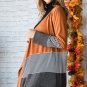 Orange Colorblock Striped Patchwork Open Cardigan