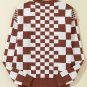 Brown Checkered Print Drop Shoulder Round Neck Sweater