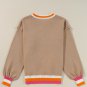 Parchment Colorblock Striped Trim Drop Shoulder Sweater