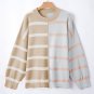 Khaki Stripe Colorblock Oversized Sweater
