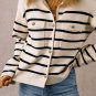 Black Stripe Flap Pocket Buttoned Cardigan Sweater