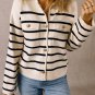 Black Stripe Flap Pocket Buttoned Cardigan Sweater