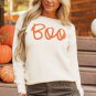 Apricot Boo Knitted Pattern Ribbed Edge Drop Shoulder Sweater