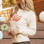 Apricot Boo Knitted Pattern Ribbed Edge Drop Shoulder Sweater
