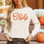 Apricot Boo Knitted Pattern Ribbed Edge Drop Shoulder Sweater