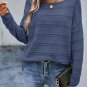 Real Teal Boat Neck Drop Shoulder Pointelle Knit Sweater