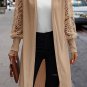 Parchment Lace Patchwork Ribbed Knit Open Front Duster Cardigan