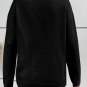 Black Boo Knitted Pattern Ribbed Edge Drop Shoulder Sweater