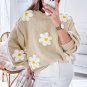 Parchment Floral Crochet Chunky Knit Sweater