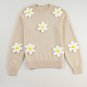 Parchment Floral Crochet Chunky Knit Sweater