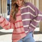 Pink Stripe Colorblock Oversized Sweater