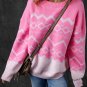 Pink Western Aztec Geometric Drop Shoulder Sweater