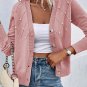 Sepia Rose Textured Knit Pearl Beaded Button Up Cardigan