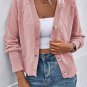 Sepia Rose Textured Knit Pearl Beaded Button Up Cardigan