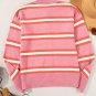 Pink Stripe Drop Shoulder Buttons Cardigan Sweater