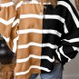 Light French Beige Colorblock Oversized Sweater
