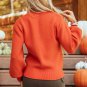 Orange Halloween Pumpkin Face Pattern Drop Shoulder Sweater