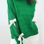 Bright Green Bow Knot Cut Out Round Neck Loose Sweater