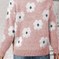 Pink Floral Pattern Half Zip Drop Shoulder Sweater