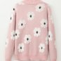 Pink Floral Pattern Half Zip Drop Shoulder Sweater