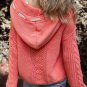 Gold Flame Cable Knit V Neck Contrast Drawstring Hooded Sweater