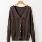 Dark Khaki Open Knit Drop Shoulder Sweater Cardigan