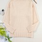 Parchment Loose Eyelet V Neck Drop Shoulder Sweater