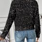 Black Rhinestone Decor Multicolor Confetti Sweater Cardigan