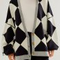 Black Colorblock Drop Shoulder Buttoned Loose Cardigan