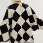 Black Colorblock Drop Shoulder Buttoned Loose Cardigan