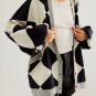 Black Colorblock Drop Shoulder Buttoned Loose Cardigan