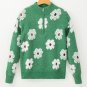 Green Floral Pattern Half Zip Drop Shoulder Sweater