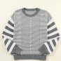 Gray Stripe Geometric Textured Drop Shoulder Sweater
