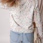 White Rhinestone Decor Multicolor Confetti Sweater Cardigan