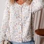 White Rhinestone Decor Multicolor Confetti Sweater Cardigan