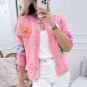 Pink Cute Knitted Floral Pattern Button Up Cardigan