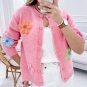 Pink Cute Knitted Floral Pattern Button Up Cardigan
