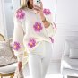 White Floral Crochet Chunky Knit Sweater