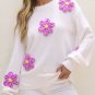 White Floral Crochet Chunky Knit Sweater