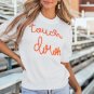White Touchdown Tinsel Puff Short Sleeve Crew Neck Sweater