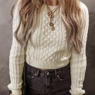 White Cable Knit Cropped Sweater