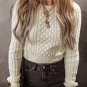 White Cable Knit Cropped Sweater